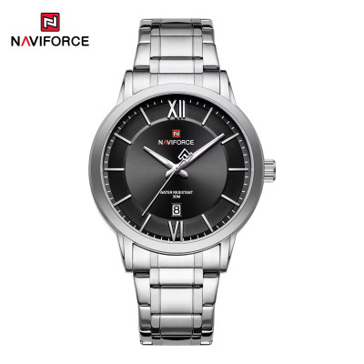 NAVIFORCE NF9254 Stainless Steel Luxury Fashion Elegant Business Luminous Calendar Quartz Watch For Men - Black & Silver